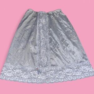 Vintage Satin White Lace Half Slip Small